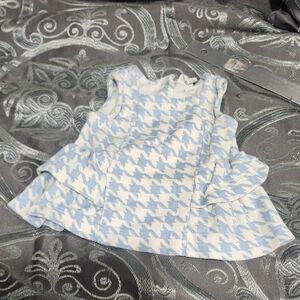 Kate Quinn Light Blue And Cream Houndstooth Print Tank  3-6 M